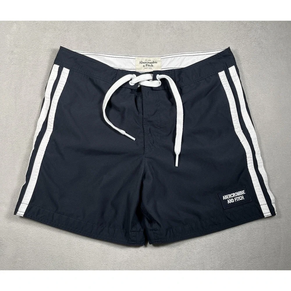 Vintage Abercrombie & Fitch‎ Men's XL Navy Mesh Lined Board Swim Shorts Trunks